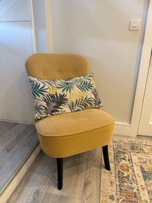 Soft yellow lounge chair from ikea