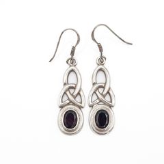 Vintage Sterling Silver And Garnet Earrings