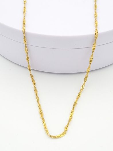 925 Vintage Gold Plated Sterling Silver Italian Signed Flat Curb Diamond Cut Long Chain