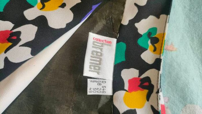 Vintage black floral A-line dress with detachable collar and belt size M or L