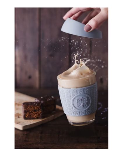 Funk My World - Grey Eco-Friendly Travel Mug Borosilicate Glass - 12oz Barrister Friendly