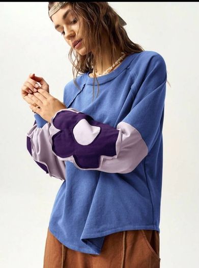Fab Bohemela Blue Sweatshirt Size XL