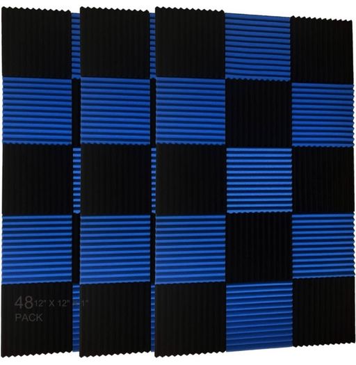 48 Pack Black Red 1" X 12" X 12" Acoustic Wedge Studio Foam Sound Absorption Wall Panels Multiple Colours Available, See Photos (free Postage)