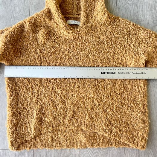 Sandro Paris Mohair Wool Blend Hooded Jumper Camel One Size