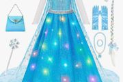 Blue Light up Princess Dress up for 3 to 10 Year Old Girls Gift, Fancy Dress for Kids &amp; Toddlers Birthday Hallowen Costumes