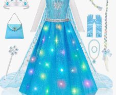Blue Light up Princess Dress up for 3 to 10 Year Old Girls Gift, Fancy Dress for Kids & Toddlers Birthday Hallowen Costumes