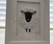 Handcrafted framed Sheep mixed media Mosaic