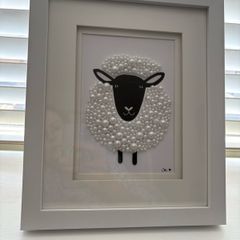 Handcrafted framed Sheep mixed media Mosaic