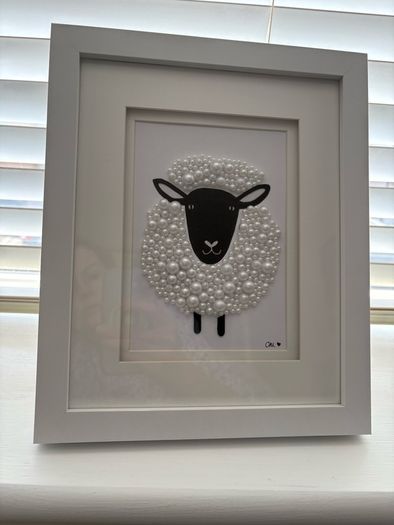 Handcrafted framed Sheep mixed media Mosaic