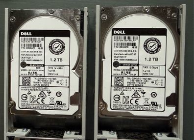 Lot of 4 Dell 1.2TB 10k SAS 12Gbps 2.5" Hard Drives in 3.5" Caddies