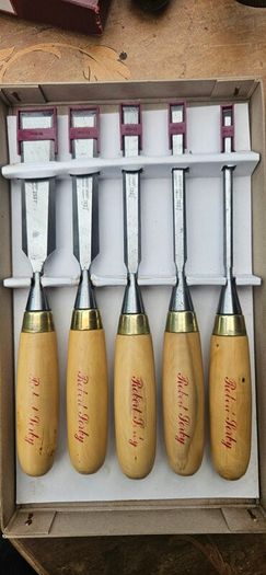 Robert Sorby gilt edge chisel set, boxed