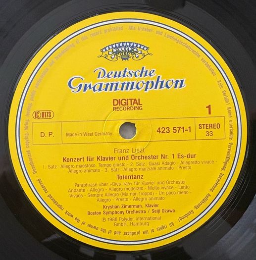 Mega-collectable and mint classical piano concerto on Deutsche Grammophon. Frank Liszt Klavierkonzeta Nos. 1 and 2. Totentanz. Featuring Krystal Zimmerman and Seiji Ozawa.