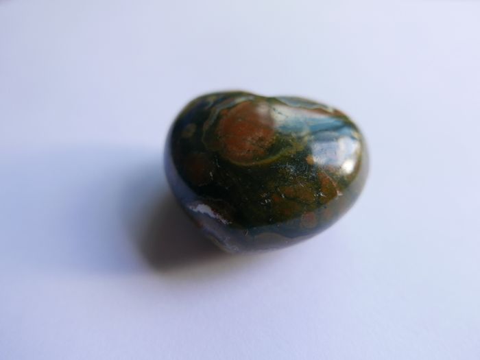 2" Multicolor Rhyolite Jasper Puffy Heart Crystal Mineral Stone