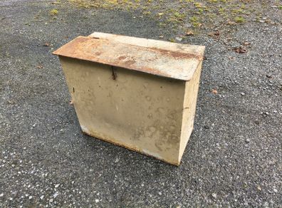 Antique galvanised flour bin
