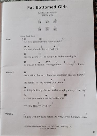 Queen  Chord Songbook Vol. 1