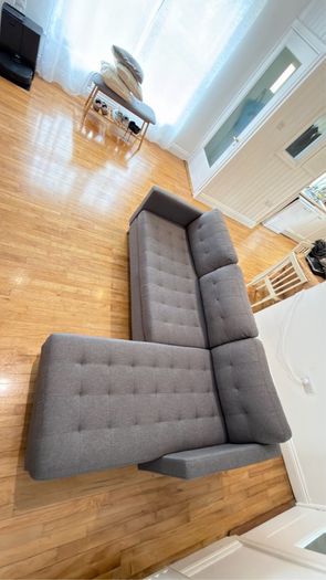 Sofa 3 Seater with Chaise Lounge Grey