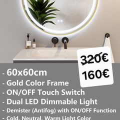 LED Bathroom Mirror Gold Frame