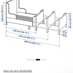 IKEA BUSUNGE Extendable Kids Bed + Mattress Included