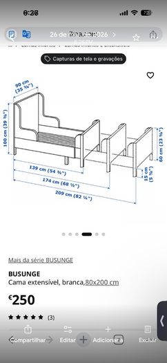 IKEA BUSUNGE Extendable Kids Bed + Mattress Included