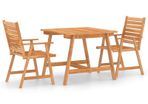 3 Piece Garden Dining Set Solid Acacia Wood