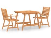 3 Piece Garden Dining Set Solid Acacia Wood