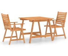 3 Piece Garden Dining Set Solid Acacia Wood