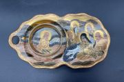 Japanese Satsuma Porcelain Unusual Cup Holder Dish