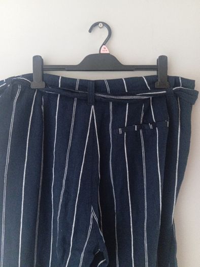 ladies trousers navy with a white pinstripe...new