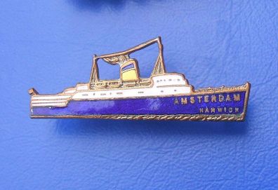 AMSTERDAM III (British Railways steamship) - St. Christopher Railways Servants Orphanage, Derby - vintage enamel badge (1950's/1960's)