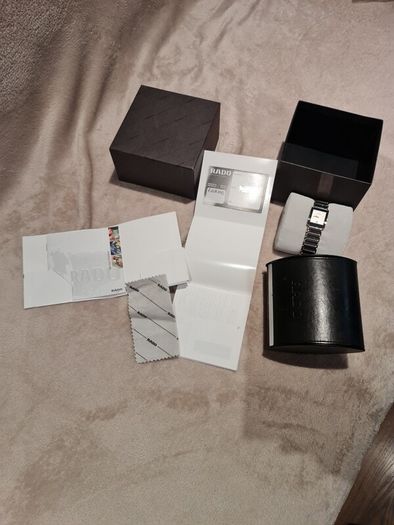 Unisex Rado Diastar Watch Silver Ceramic Date Quartz 25mm Working w/ Box&Papers