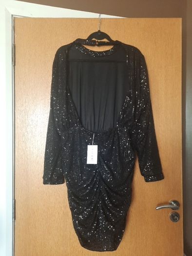 Backless sequin black dress