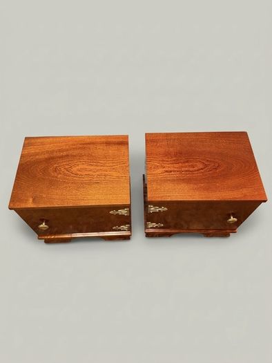 Mid-Century Italian Walnut Nightstands with Brass Hardware