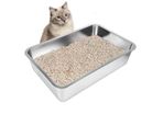 Stainless Steel Cat Litter Box, Large Metal Litter Tray for Cats Rabbits, Never Absorb Odors, Stain Free, Rustproof, Non Stick Smooth Surface