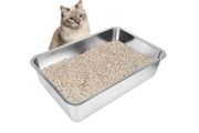 Stainless Steel Cat Litter Box, Large Metal Litter Tray for Cats Rabbits, Never Absorb Odors, Stain Free, Rustproof, Non Stick Smooth Surface