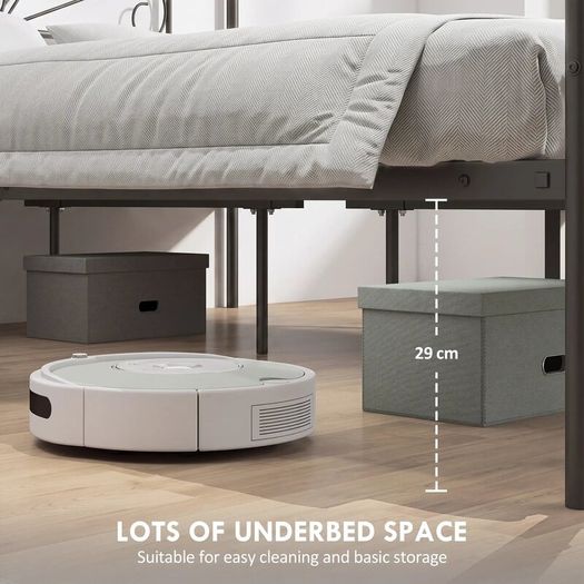 Canopy Bed Frame King Size, Metal Platform Bed Frame with Headboard and Footboard, Underbed Storage