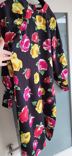 SOZI Garden Party floral on black dress Sz L (Fit 10-12 UK) - Rrp 199 (New)