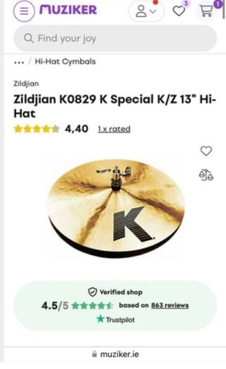 Classic Zildjian 13" K-Series/Z Dyno Beat Hi Hat Combo