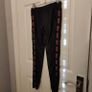 Black Ruched Bum Shiny Leggings with Orange details, size S Image 8