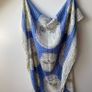 Gothic Skull Print Cotton Scarf Sarong Periwinkle Blue & Ivory Image 3
