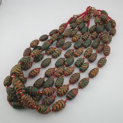 Antique Venetian Style Feather Desgin & Venetian WhiteHeart Glass Beads Necklace