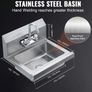 Commercial Stainless Steel Hand Wash Sink with Faucet, Wall-Mounted Utility Basin, 17 x 12.8 Inch for Restaurant, Kitchen, Bar, Garage & Home Image 2
