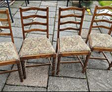 Four Vintage Ladder back Oak chairs
