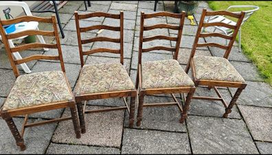 Four Vintage Ladder back Oak chairs