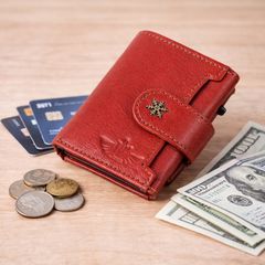 Genuine Leather Pop-Up Card Holder Wallet RFID Blocking Slim Credit Card Case