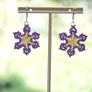 Handmade Beaded Purple Flower Earrings Image 2
