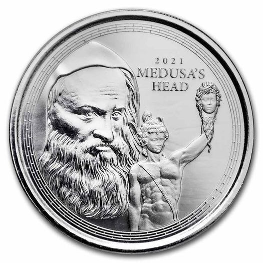 2021 Gibraltar 1 Pound 1 oz Silver Bullion Coin - Perseus with the Head of Medusa BU (In Capsule)