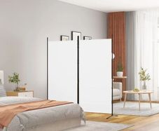 2-Panel Room Divider White 175x180 cm Fabric