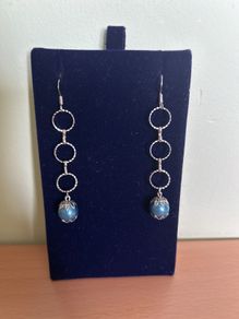 Blue pearl drop earrings -handmade