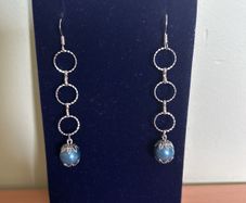 Blue pearl drop earrings -handmade