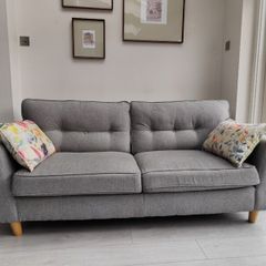 2-seater grey fabric sofa